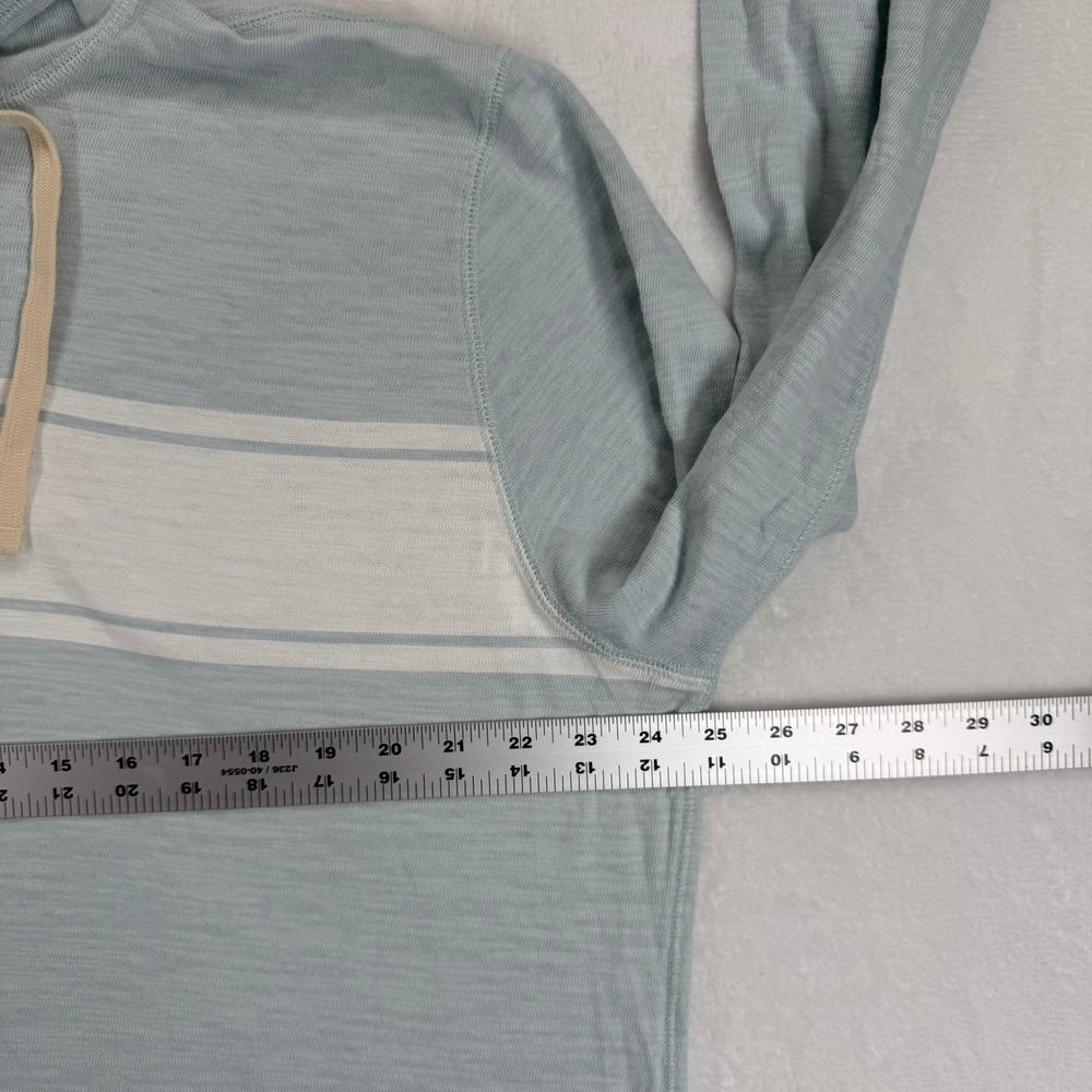 Faherty Light Blue Hooded Sweatshirt with White Stripe - Picture 3 of 7